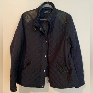 Lauren Ralph Lauren Quilted Jacket - XL Navy Blue, Black Trim
